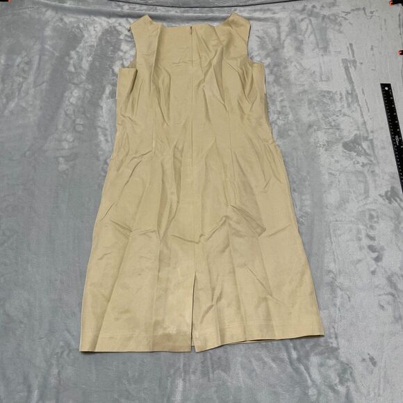 Talbots Mini Tank Dress Petite 10 Tan Silk Cotton Lined Vintage Career‎ Back Zip - Picture 7 of 11